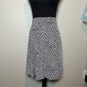 Axcess Liz Claiborne Geometric Midi Skirt | Black White Herringbone